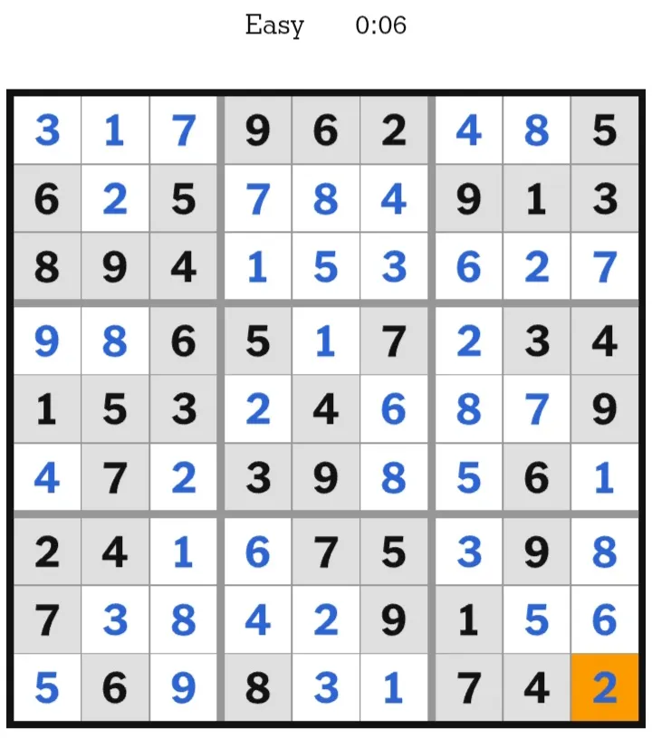 NYT Sudoku Easy Answers February 03, 2026