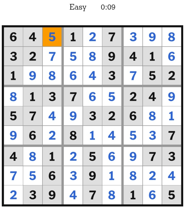 NYT Sudoku Easy Answers February 13, 2026