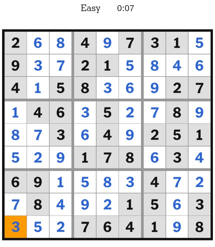 NYT Sudoku Easy Answers March 01, 2026