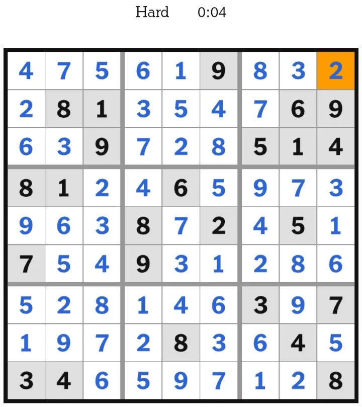 NYT Sudoku Hard Answers February 02, 2026