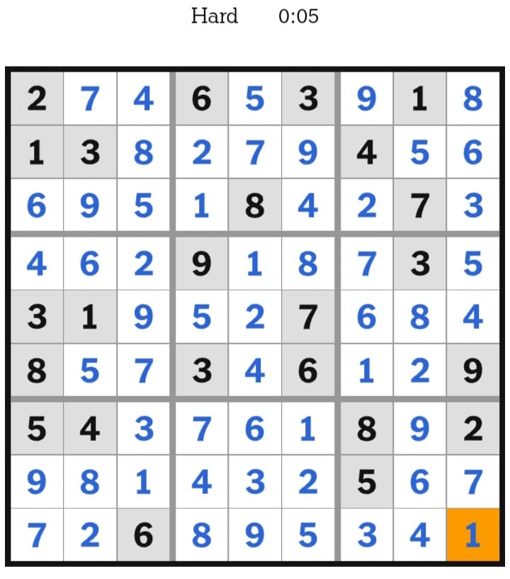 NYT Sudoku Hard Answers February 11, 2026
