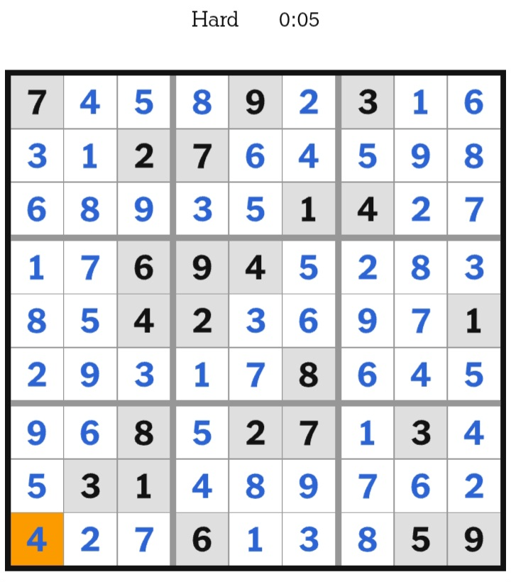 NYT Sudoku Hard Answers February 13, 2026
