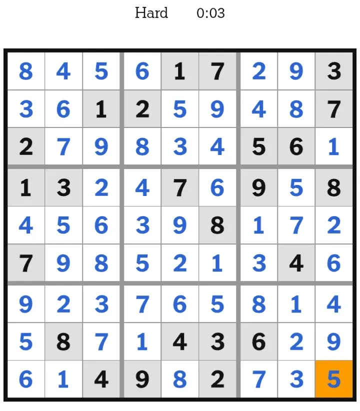 NYT Sudoku Hard Answers February 16, 2026