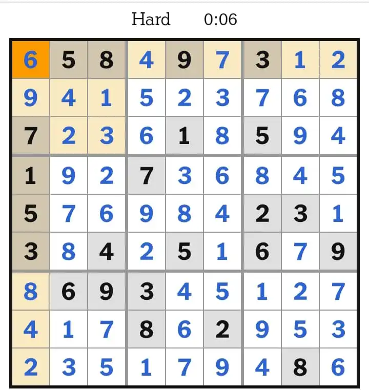 NYT Sudoku Hard Answers February 19, 2026