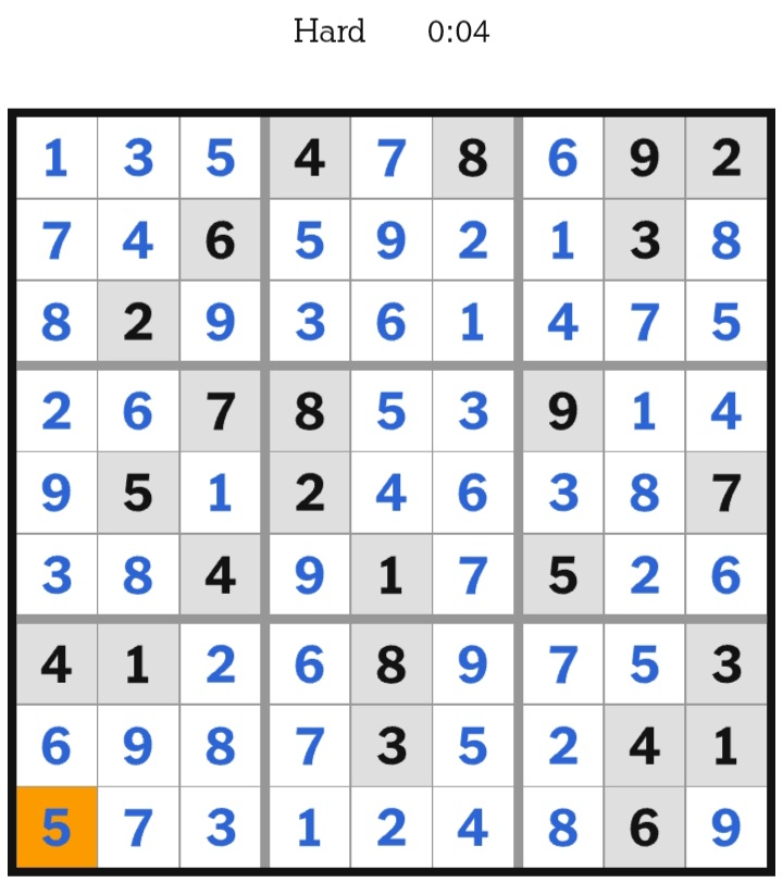 NYT Sudoku Hard Answers February 22, 2026