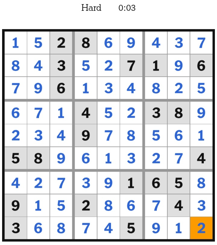NYT Sudoku Hard Answers February 25, 2026