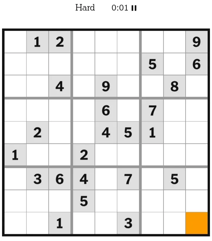 NYT Sudoku Hard February 03, 2026