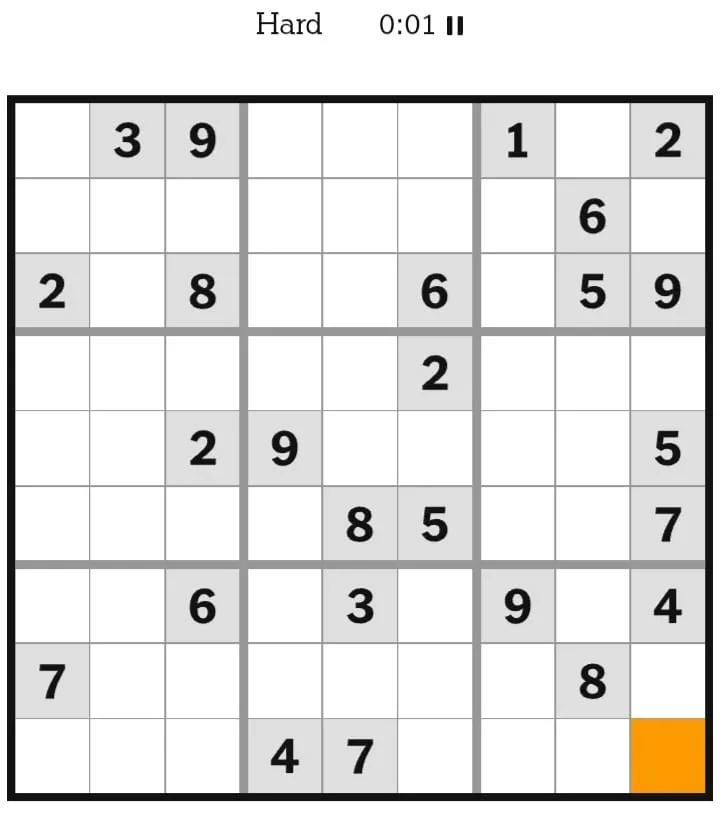 NYT Sudoku Hard February 05, 2026