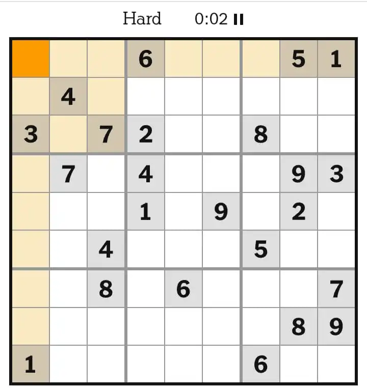 NYT Sudoku Hard February 14, 2026