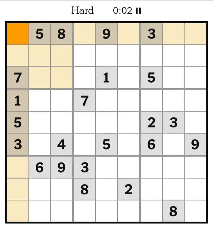 NYT Sudoku Hard February 19, 2026