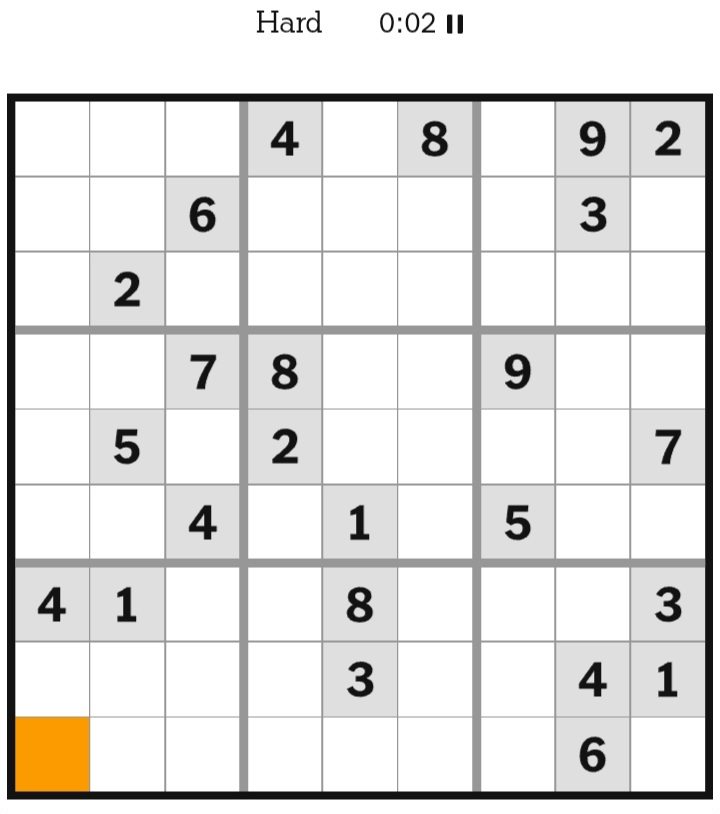 NYT Sudoku Hard February 22, 2026