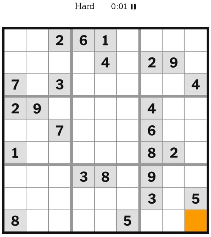 NYT Sudoku Hard February 23, 2026