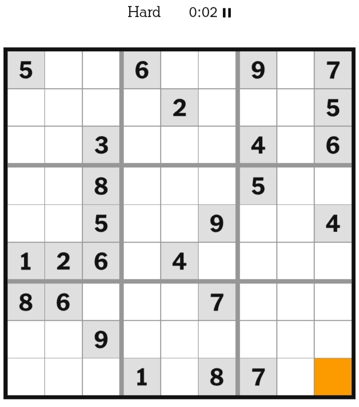 NYT Sudoku Hard February 24, 2026