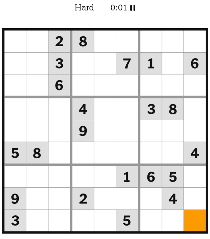 NYT Sudoku Hard February 25, 2026