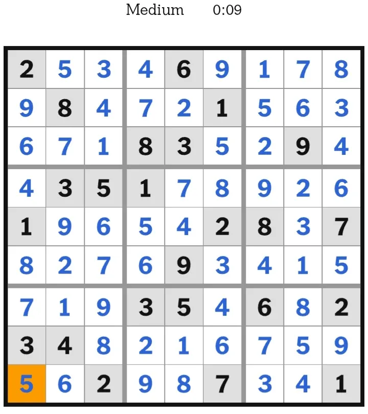 NYT Sudoku Medium Answers February 02, 2026