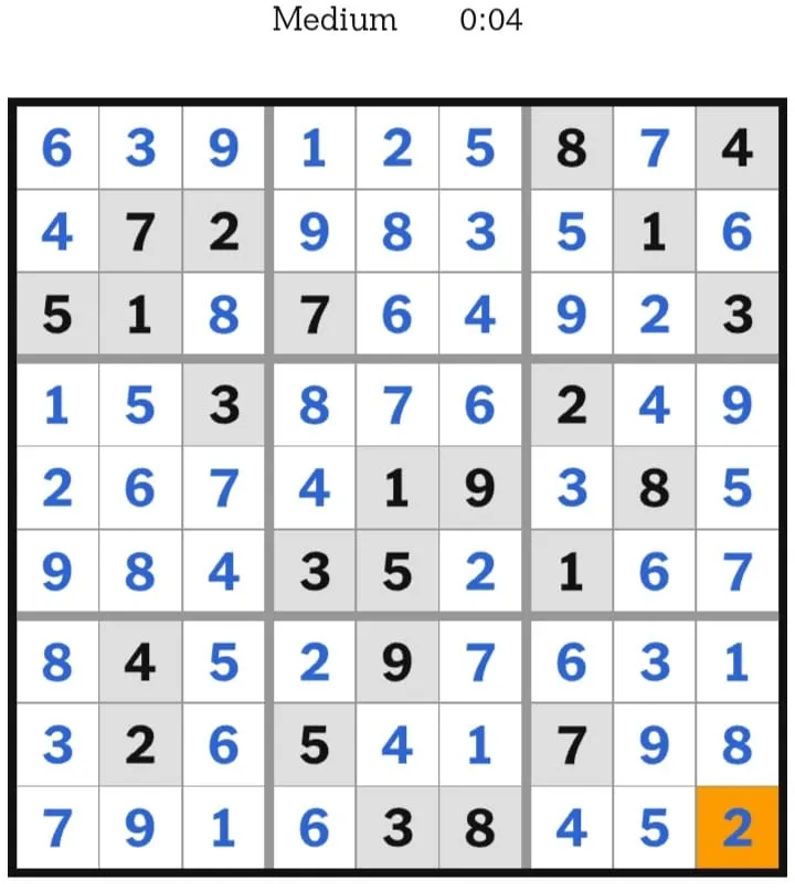 NYT Sudoku Medium Answers February 04, 2026