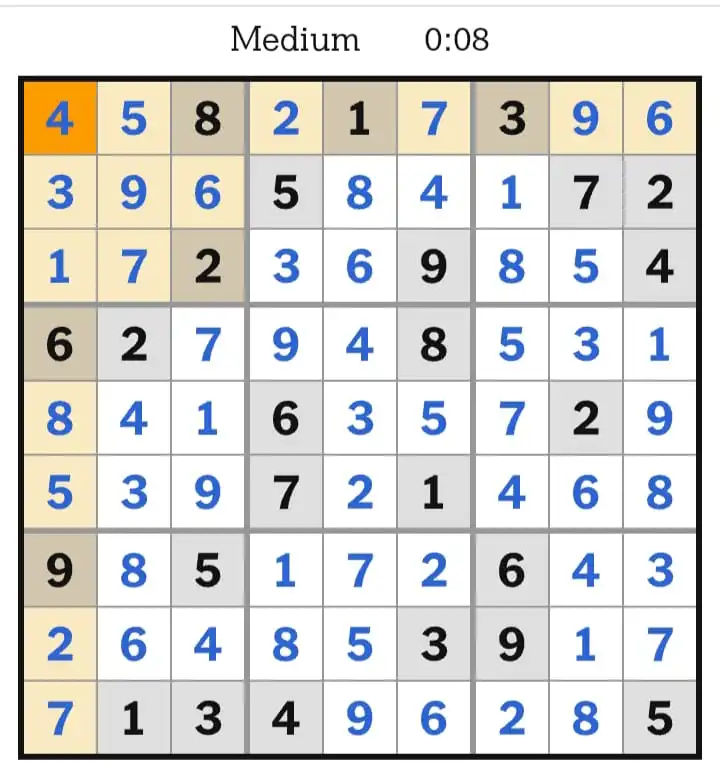 NYT Sudoku Medium Answers February 14, 2026
