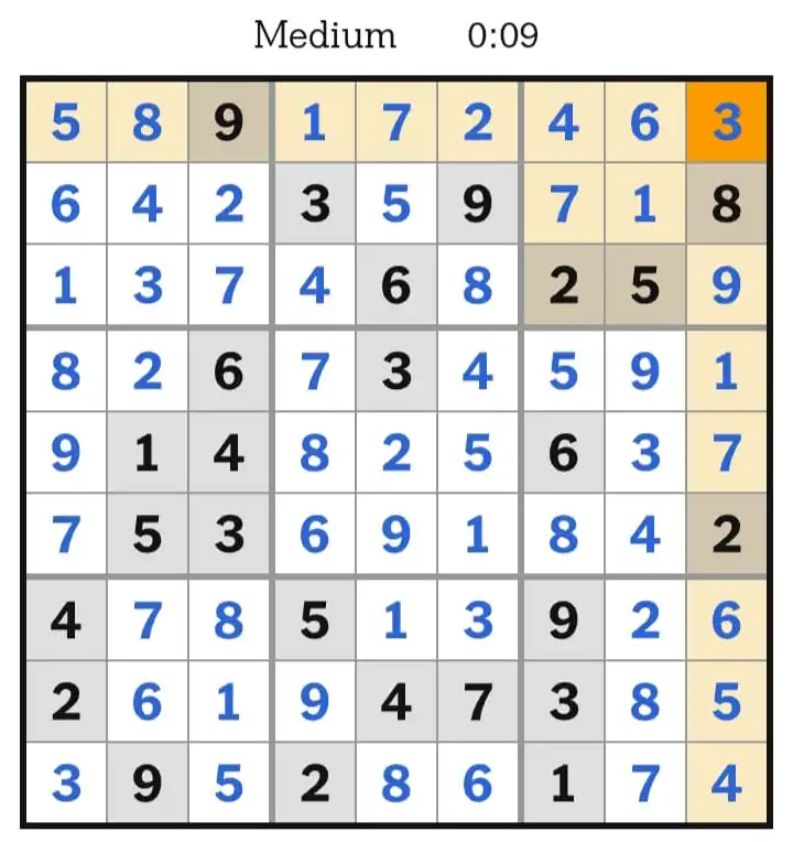NYT Sudoku Medium Answers February 19, 2026