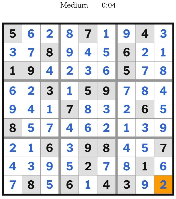 NYT Sudoku Medium Answers February 24, 2026