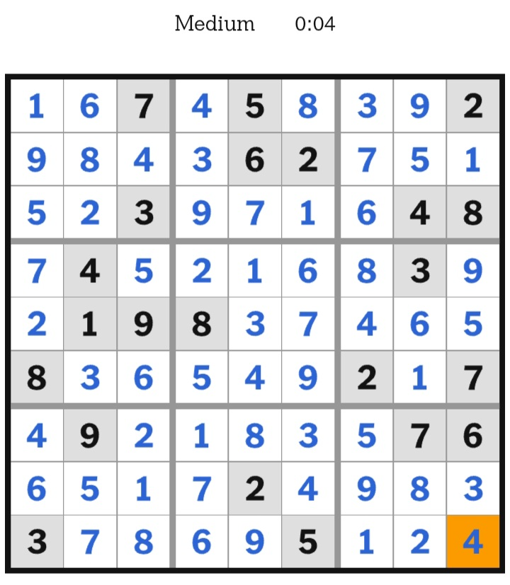 NYT Sudoku Medium Answers March 01, 2026