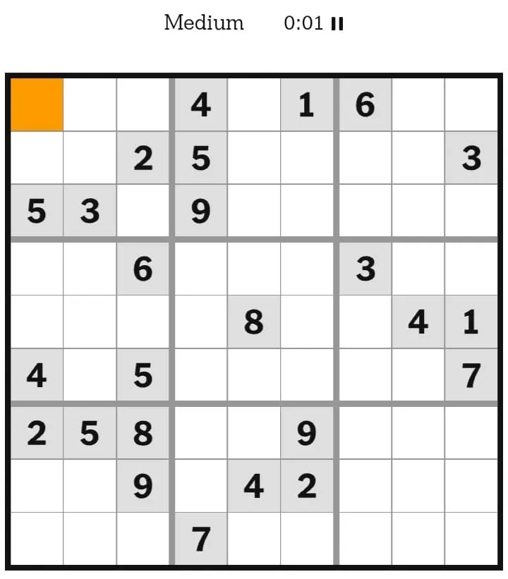 NYT Sudoku Medium February 05, 2026