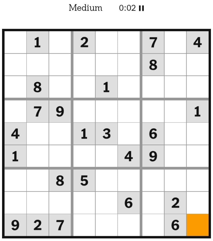 NYT Sudoku Medium February 11, 2026