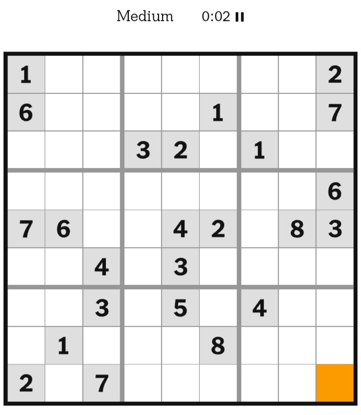 NYT Sudoku Medium February 13, 2026