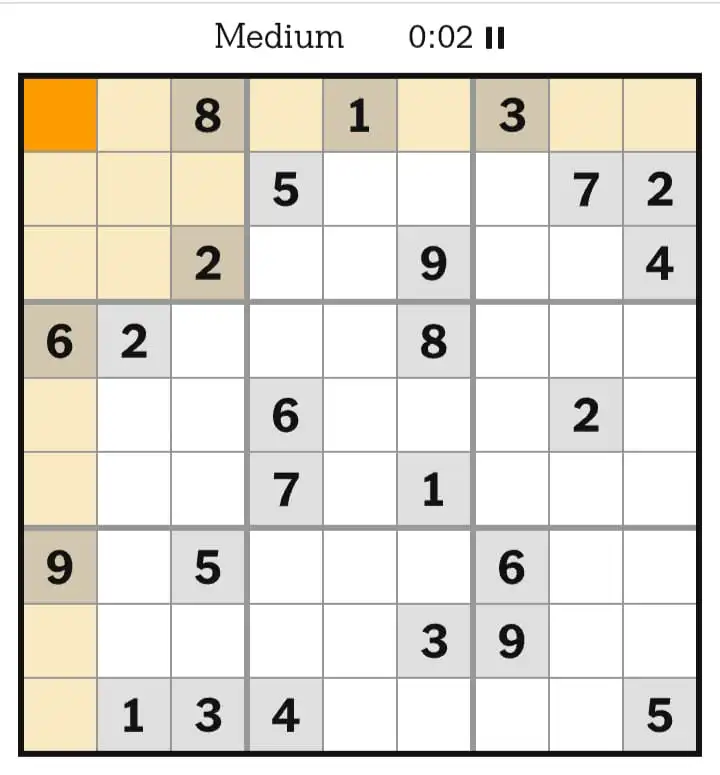 NYT Sudoku Medium February 14, 2026
