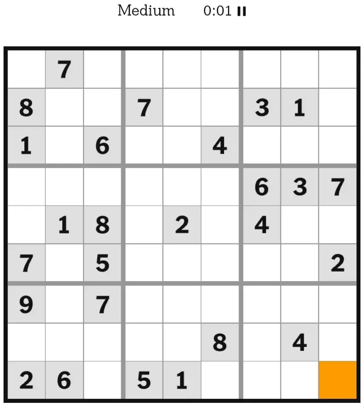 NYT Sudoku Medium February 16, 2026