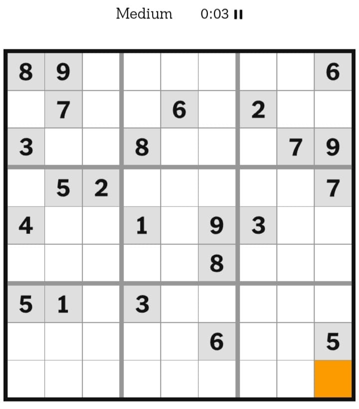 NYT Sudoku Medium February 17, 2026