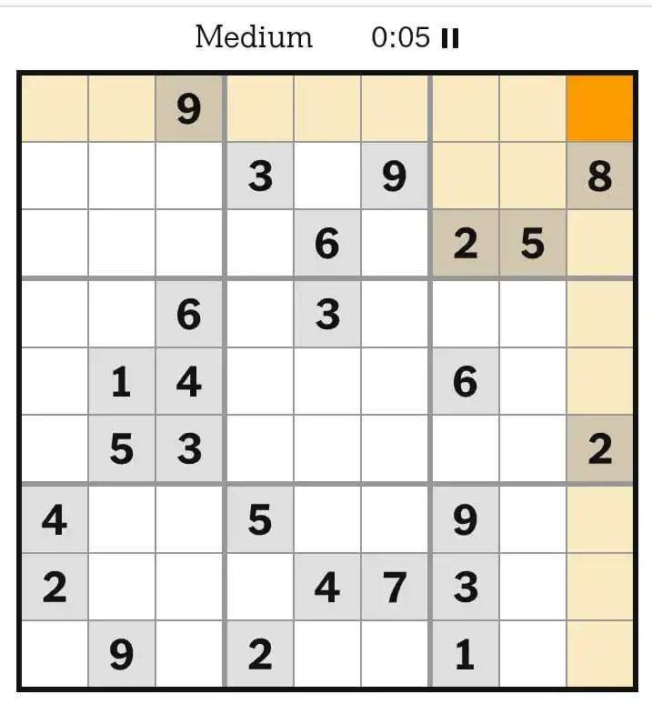 NYT Sudoku Medium February 19, 2026