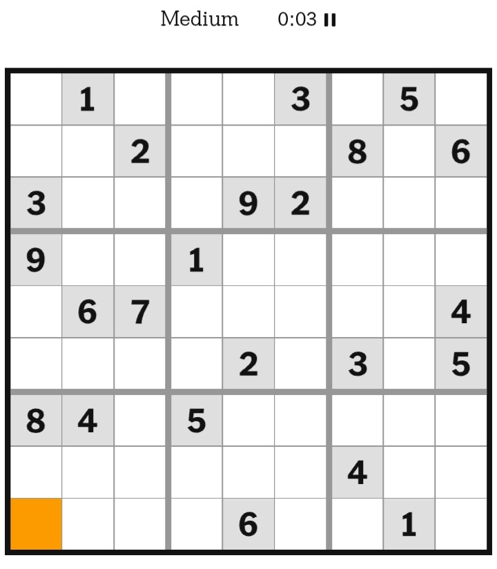 NYT Sudoku Medium February 22, 2026