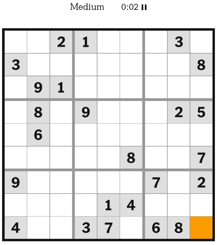 NYT Sudoku Medium February 26, 2026