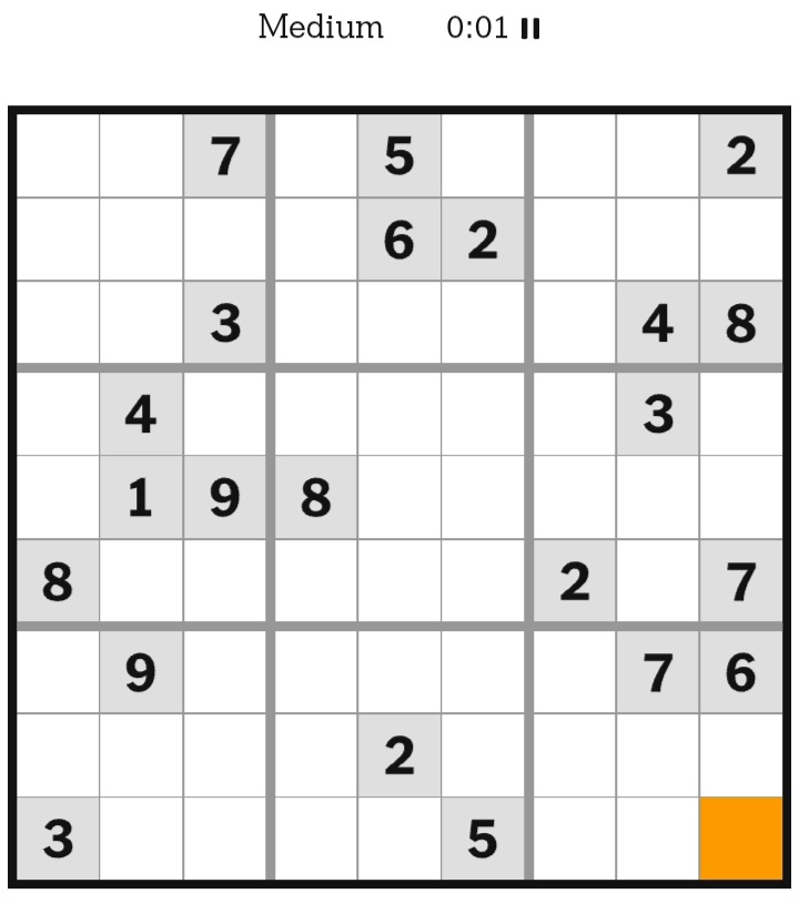 NYT Sudoku Medium March 01, 2026