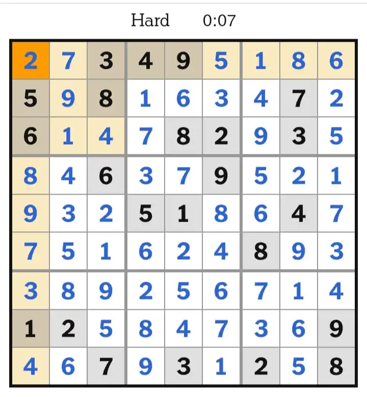 NYTimes Sudoku Hard Answers February 21, 2026