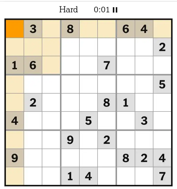 NYTimes Sudoku Hard February 20, 2026