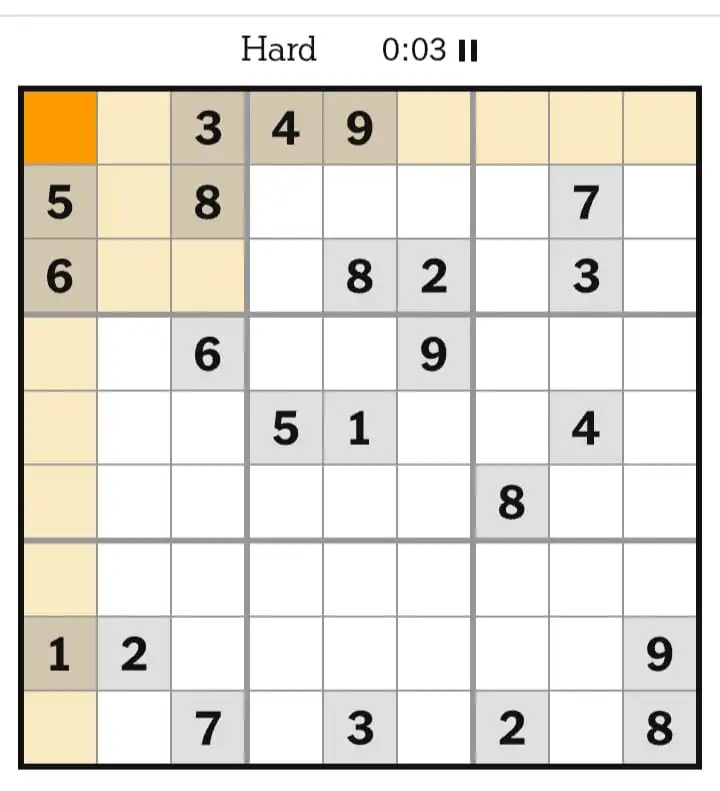NYTimes Sudoku Hard February 21, 2026