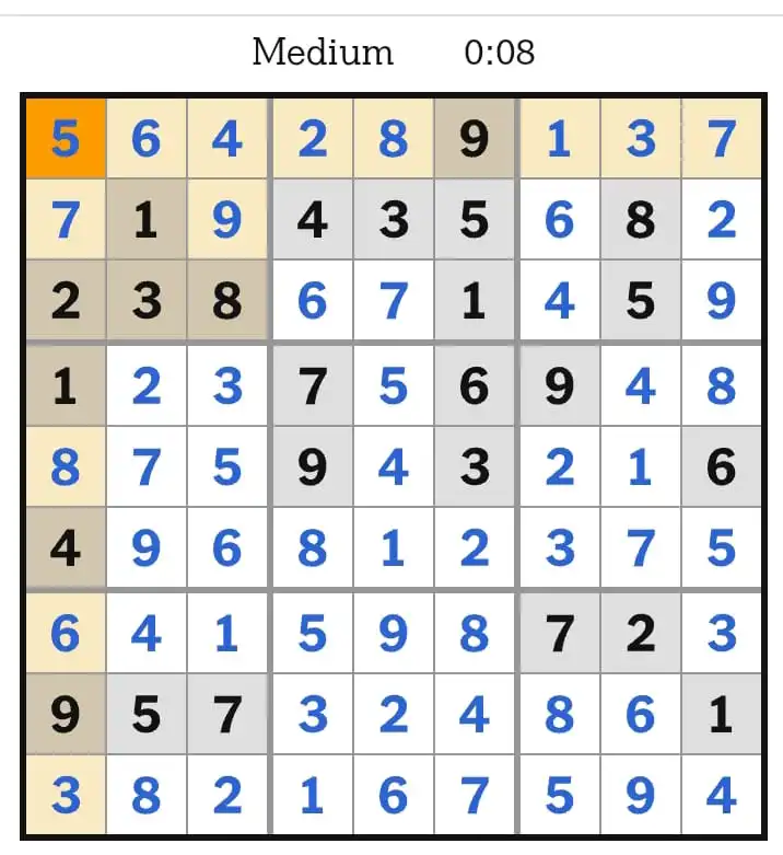 NYTimes Sudoku Medium Answers February 21, 2026