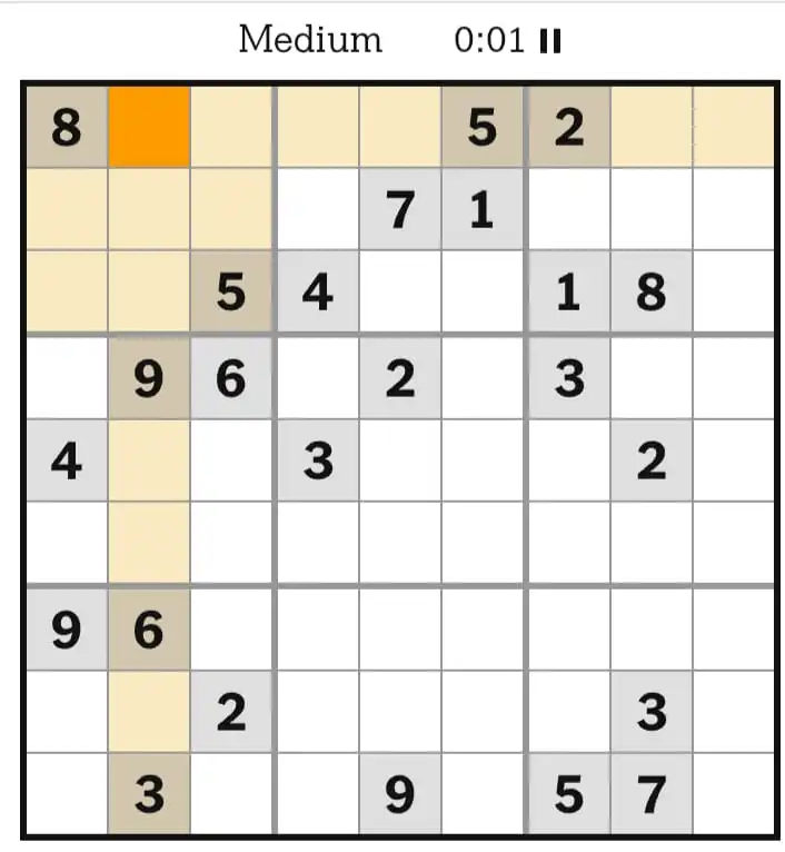 NYTimes Sudoku Medium February 20, 2026