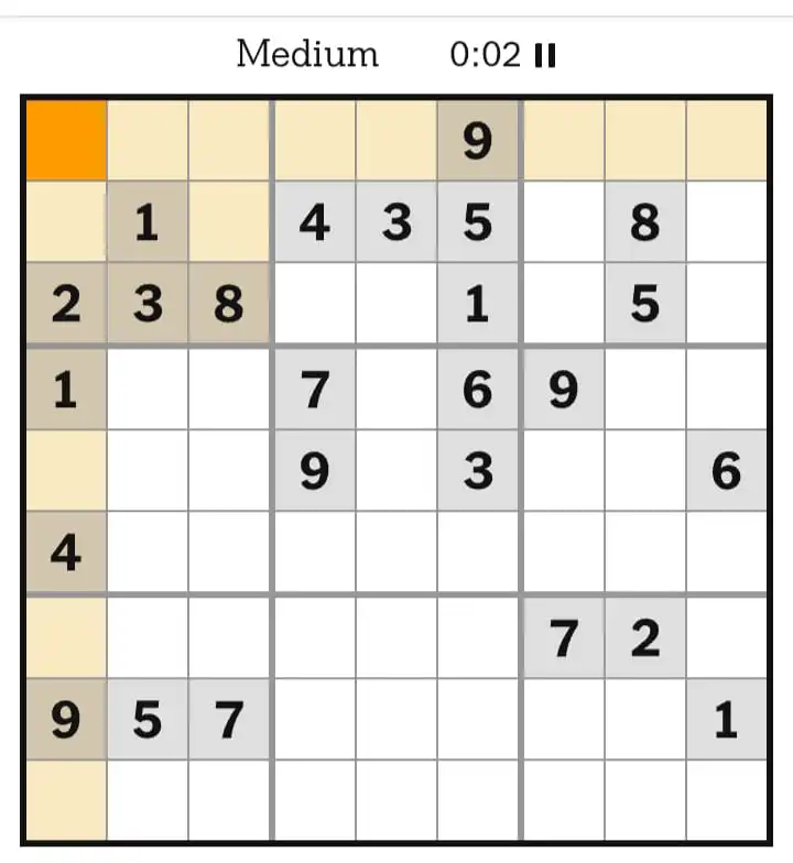 NYTimes Sudoku Medium February 21, 2026