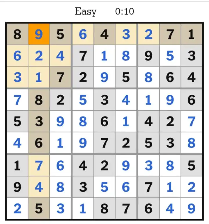 NYT Sudoku Easy Answer March 17, 2026