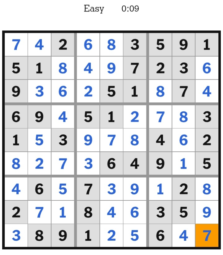 NYT Sudoku Easy Answers March 02, 2026