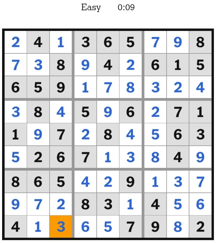 NYT Sudoku Easy Answers March 04, 2026
