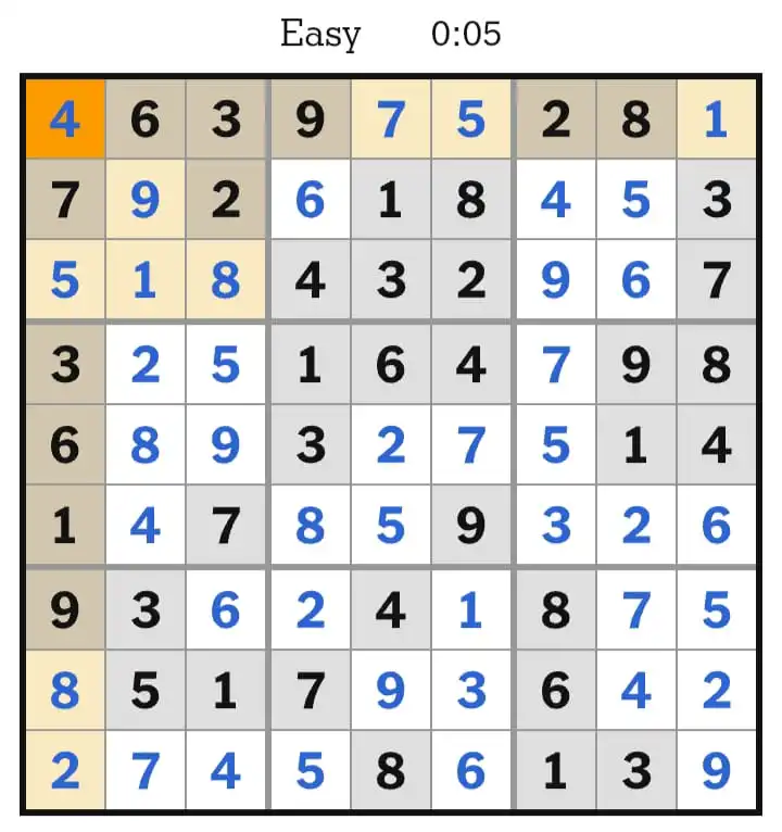 NYT Sudoku Easy Answers March 07, 2026