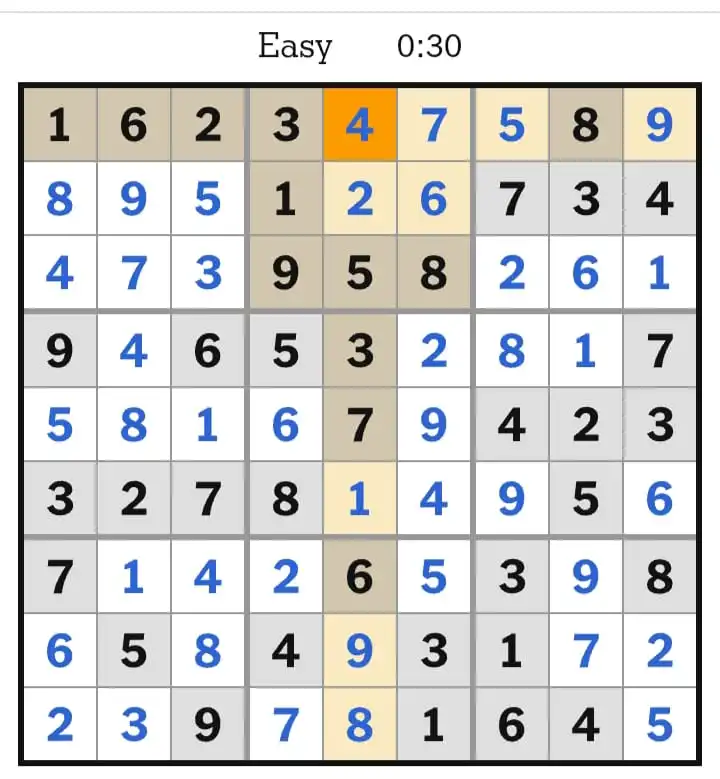 NYT Sudoku Easy Answers March 11, 2026