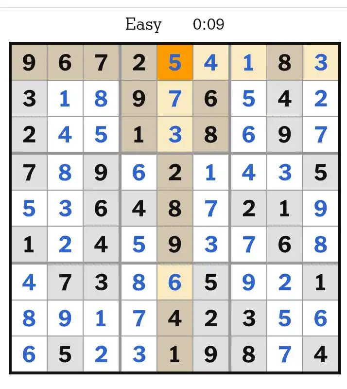 NYT Sudoku Easy Answers March 20, 2026