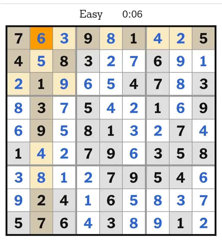 NYT Sudoku Easy Answers March 24, 2026