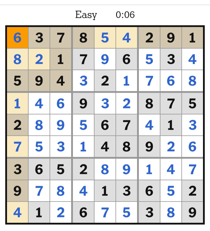 NYT Sudoku Easy Answers March 29, 2026