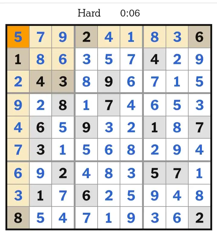NYT Sudoku Hard Answers March 07, 2026