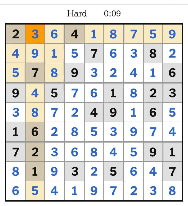 NYT Sudoku Hard Answers March 10, 2026